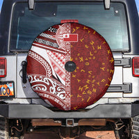 Tonga Language Week Spare Tire Cover Ngatu Pattern and Tongan Alphabet LT03 Red - Polynesian Pride