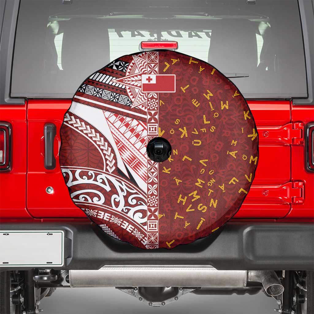 Tonga Language Week Spare Tire Cover Ngatu Pattern and Tongan Alphabet LT03 - Polynesian Pride