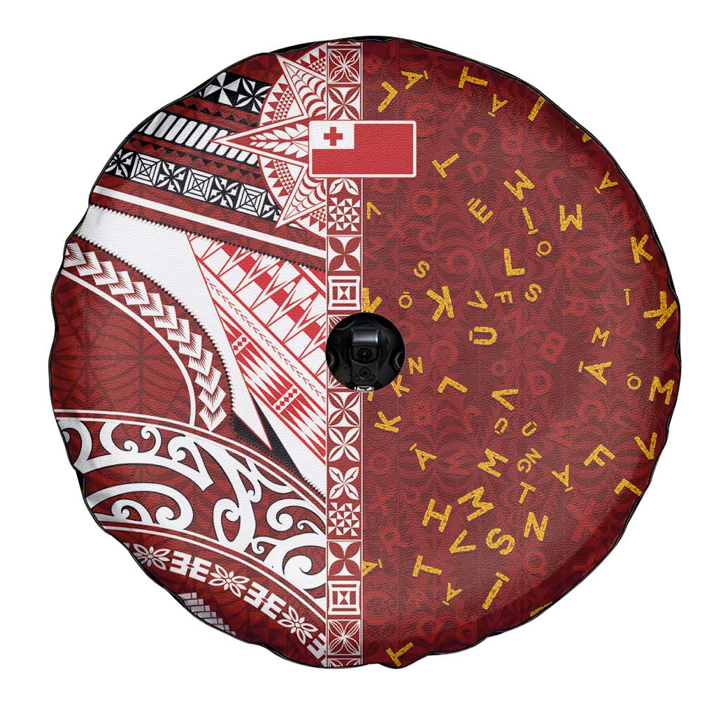 Tonga Language Week Spare Tire Cover Ngatu Pattern and Tongan Alphabet LT03 - Polynesian Pride