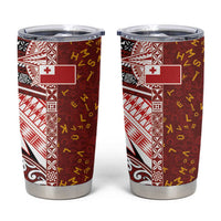 Tonga Language Week Tumbler Cup Ngatu Pattern and Tongan Alphabet LT03 Red - Polynesian Pride