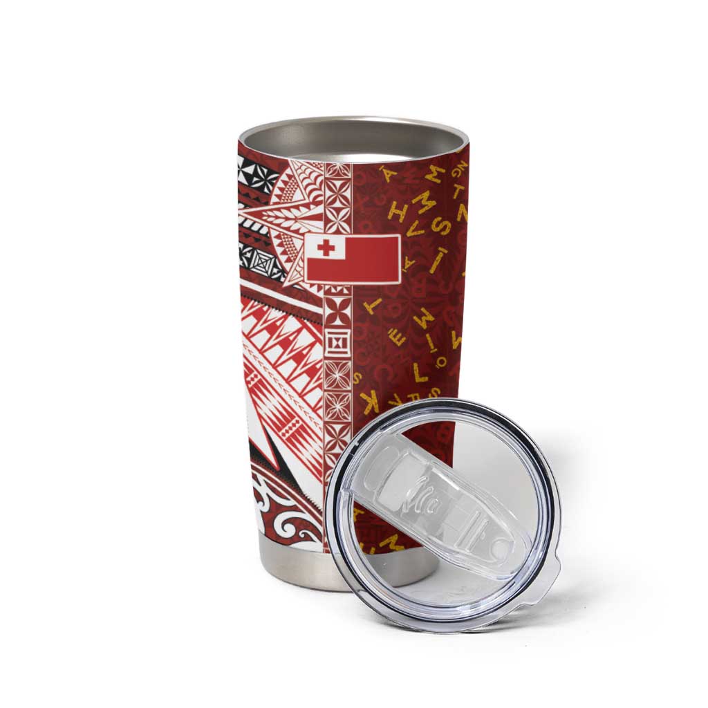 Tonga Language Week Tumbler Cup Ngatu Pattern and Tongan Alphabet LT03 - Polynesian Pride