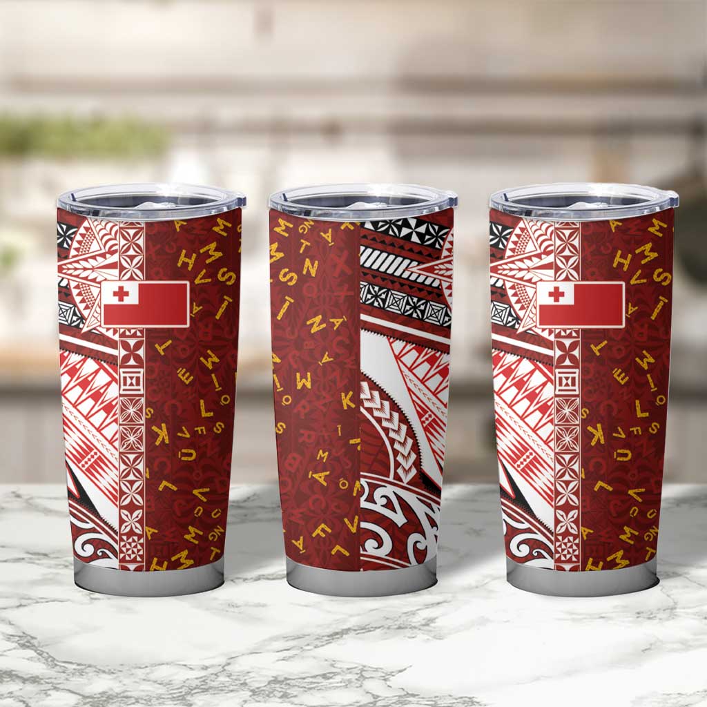 Tonga Language Week Tumbler Cup Ngatu Pattern and Tongan Alphabet LT03 - Polynesian Pride