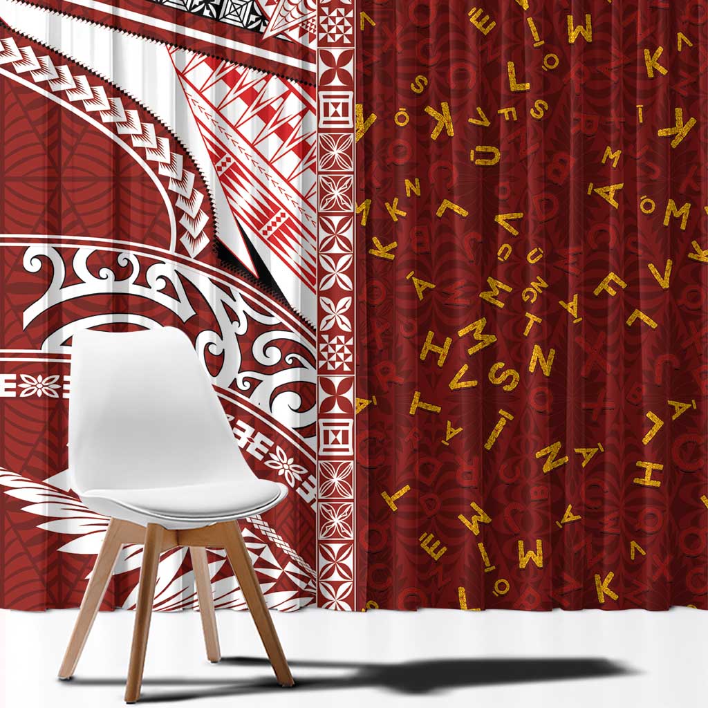 Tonga Language Week Window Curtain Ngatu Pattern and Tongan Alphabet LT03 - Polynesian Pride