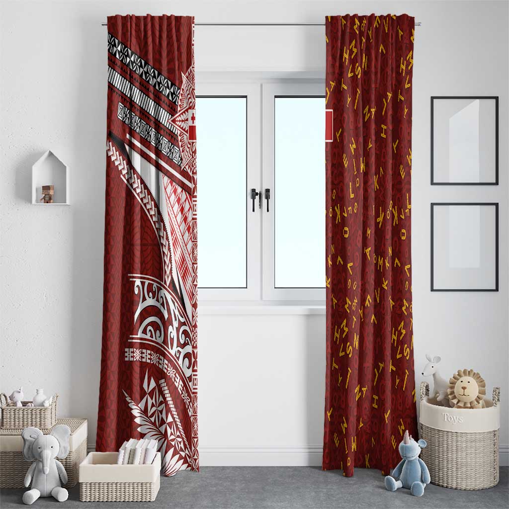 Tonga Language Week Window Curtain Ngatu Pattern and Tongan Alphabet LT03 - Polynesian Pride