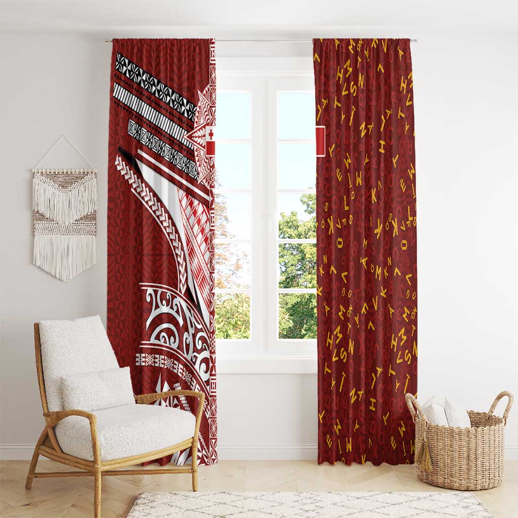 Tonga Language Week Window Curtain Ngatu Pattern and Tongan Alphabet LT03 - Polynesian Pride