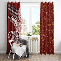 Tonga Language Week Window Curtain Ngatu Pattern and Tongan Alphabet LT03 - Polynesian Pride