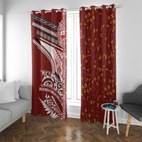 Tonga Language Week Window Curtain Ngatu Pattern and Tongan Alphabet LT03 With Grommets Red - Polynesian Pride