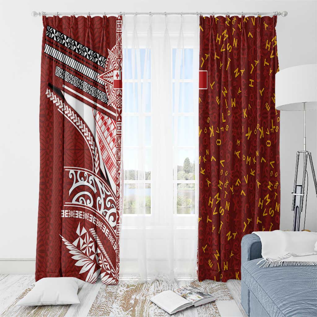Tonga Language Week Window Curtain Ngatu Pattern and Tongan Alphabet LT03 - Polynesian Pride