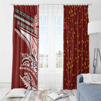 Tonga Language Week Window Curtain Ngatu Pattern and Tongan Alphabet LT03 - Polynesian Pride