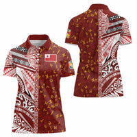 Tonga Language Week Women Polo Shirt Ngatu Pattern and Tongan Alphabet LT03 - Polynesian Pride