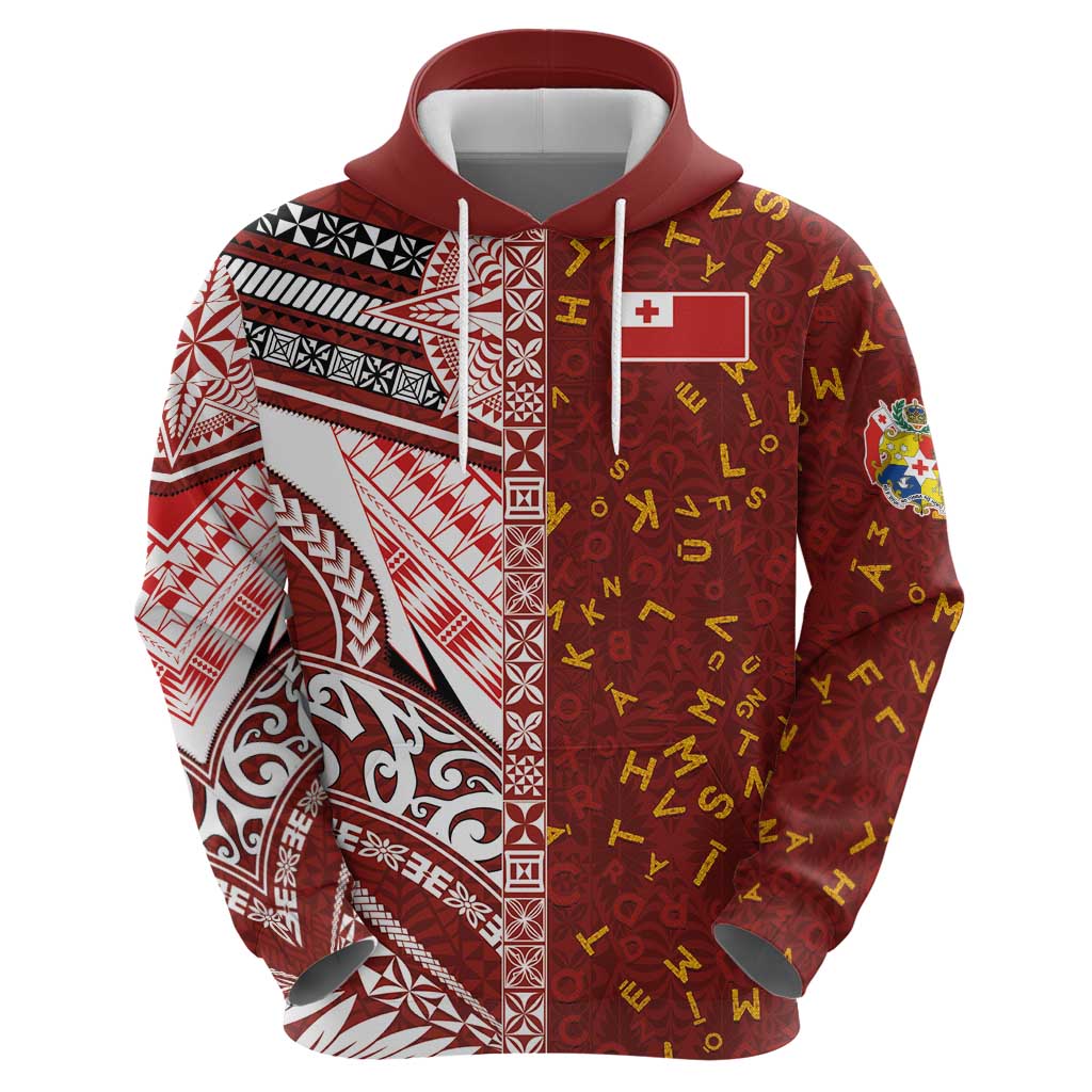 Tonga Language Week Zip Hoodie Ngatu Pattern and Tongan Alphabet LT03 - Polynesian Pride