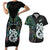 Custom New Zealand Couples Matching Short Sleeve Bodycon Dress and Hawaiian Shirt Silver Fern and Manaia with Papua Shell Maori Tribal LT03 White - Polynesian Pride