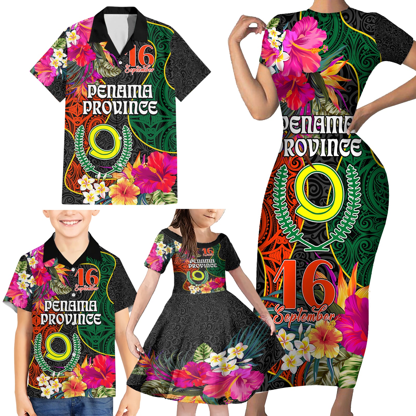 Penama Day Family Matching Short Sleeve Bodycon Dress and Hawaiian Shirt Proud To Be A Ni-Van Beauty Pacific Flower LT03 Black - Polynesian Pride