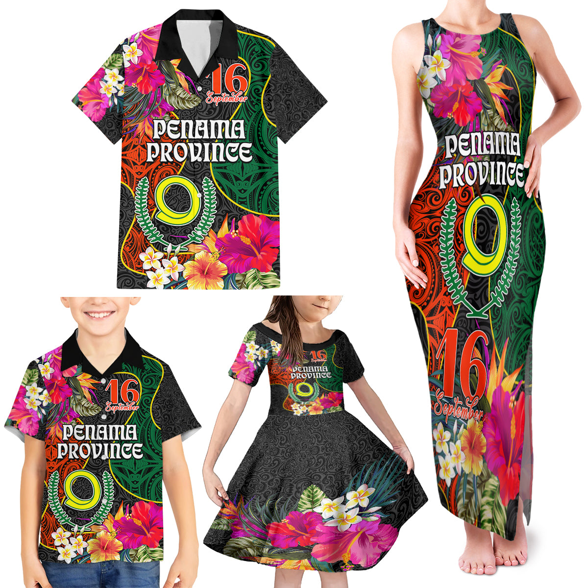 Penama Day Family Matching Tank Maxi Dress and Hawaiian Shirt Proud To Be A Ni-Van Beauty Pacific Flower LT03 Black - Polynesian Pride