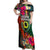 Penama Day Off Shoulder Maxi Dress Proud To Be A Ni-Van Beauty Pacific Flower LT03 Women Black - Polynesian Pride