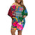 Personalised Sanma Day Family Matching Off Shoulder Short Dress and Hawaiian Shirt Proud To Be A Ni-Van Beauty Pacific Flower LT03 - Polynesian Pride