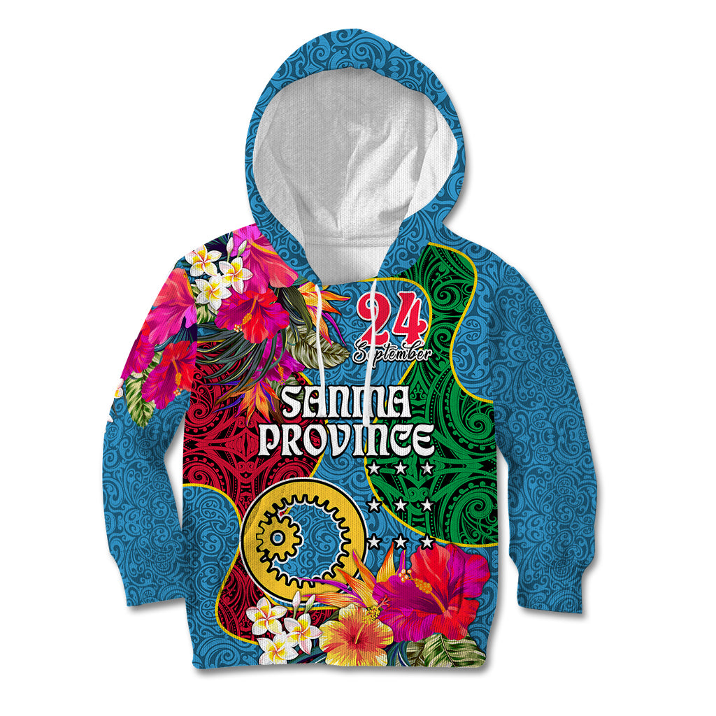Personalised Sanma Day Kid Hoodie Proud To Be A Ni-Van Beauty Pacific Flower LT03 Hoodie Blue - Polynesian Pride