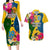 Malampa Day Couples Matching Long Sleeve Bodycon Dress and Hawaiian Shirt Proud To Be A Ni-Van Beauty Pacific Flower LT03 Yellow - Polynesian Pride