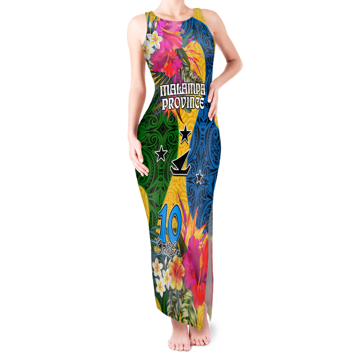 Malampa Day Tank Maxi Dress Proud To Be A Ni-Van Beauty Pacific Flower LT03 Women Yellow - Polynesian Pride