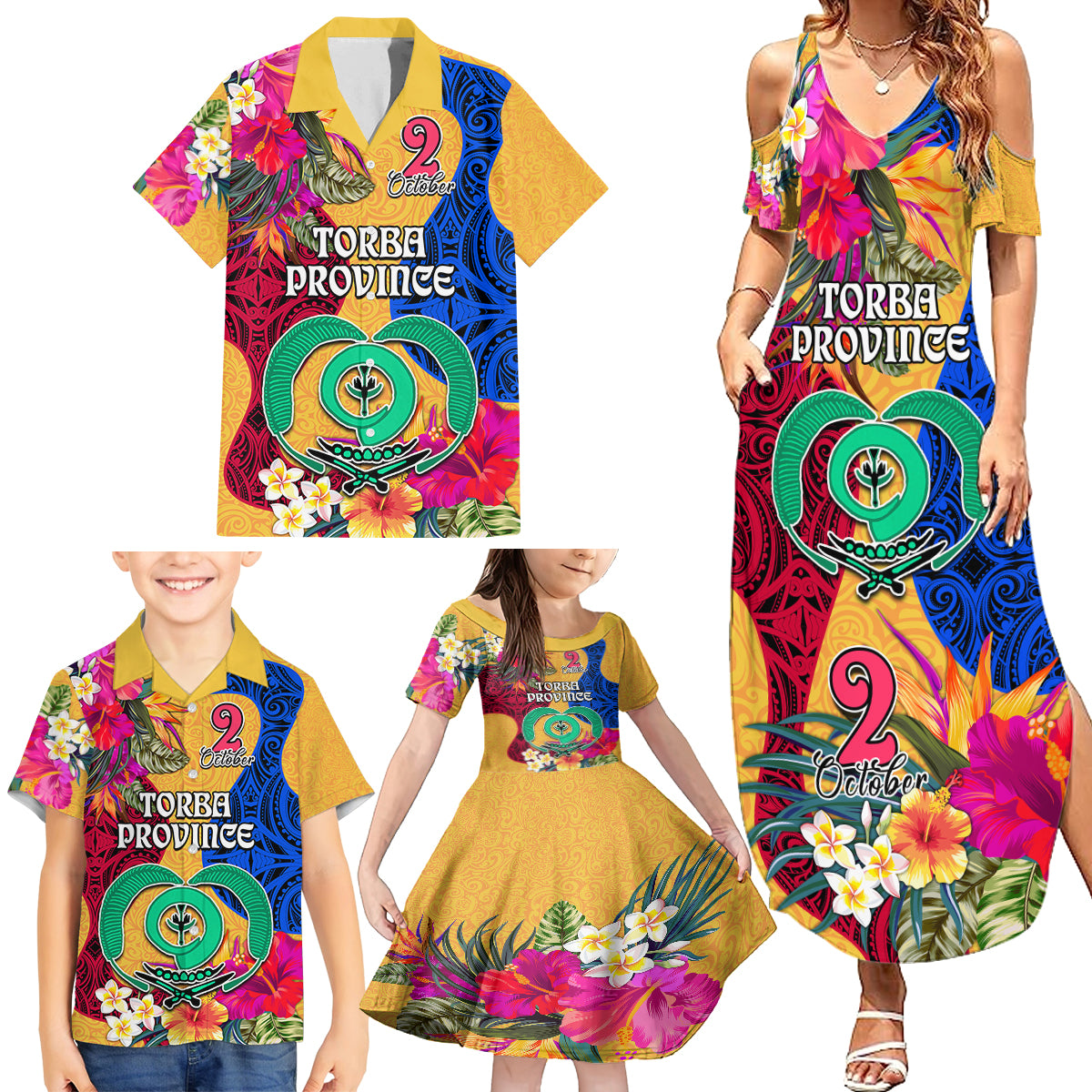 Torba Day Family Matching Summer Maxi Dress and Hawaiian Shirt Proud To Be A Ni-Van Beauty Pacific Flower LT03 Yellow - Polynesian Pride