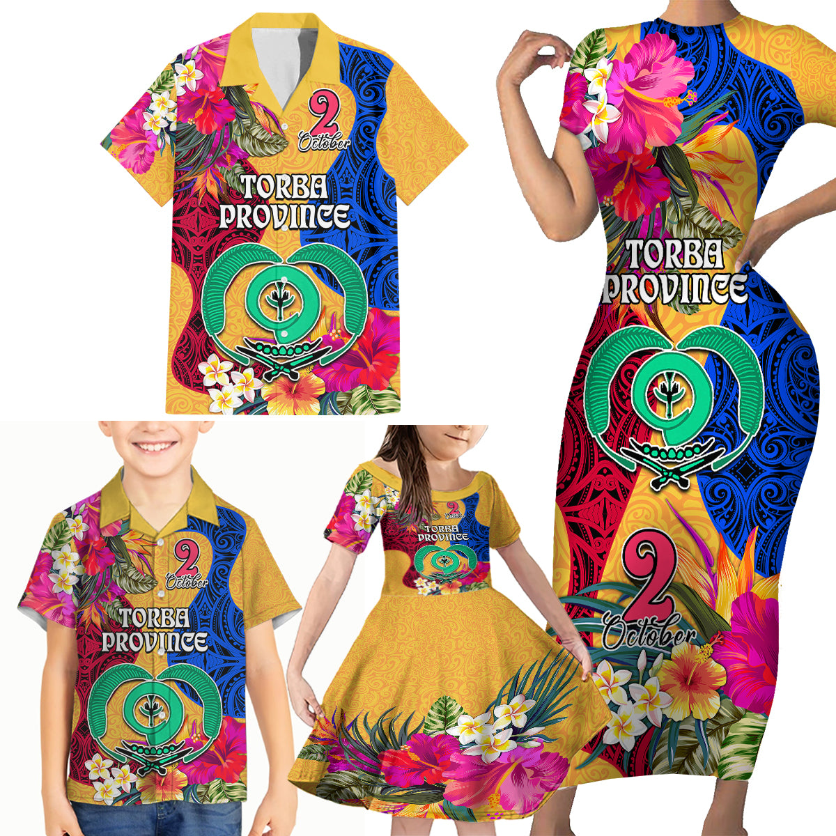 Personalised Torba Day Family Matching Short Sleeve Bodycon Dress and Hawaiian Shirt Proud To Be A Ni-Van Beauty Pacific Flower LT03 Yellow - Polynesian Pride