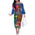 Tafea Day Off The Shoulder Long Sleeve Dress Proud To Be A Ni-Van Beauty Pacific Flower LT03 Women Blue - Polynesian Pride