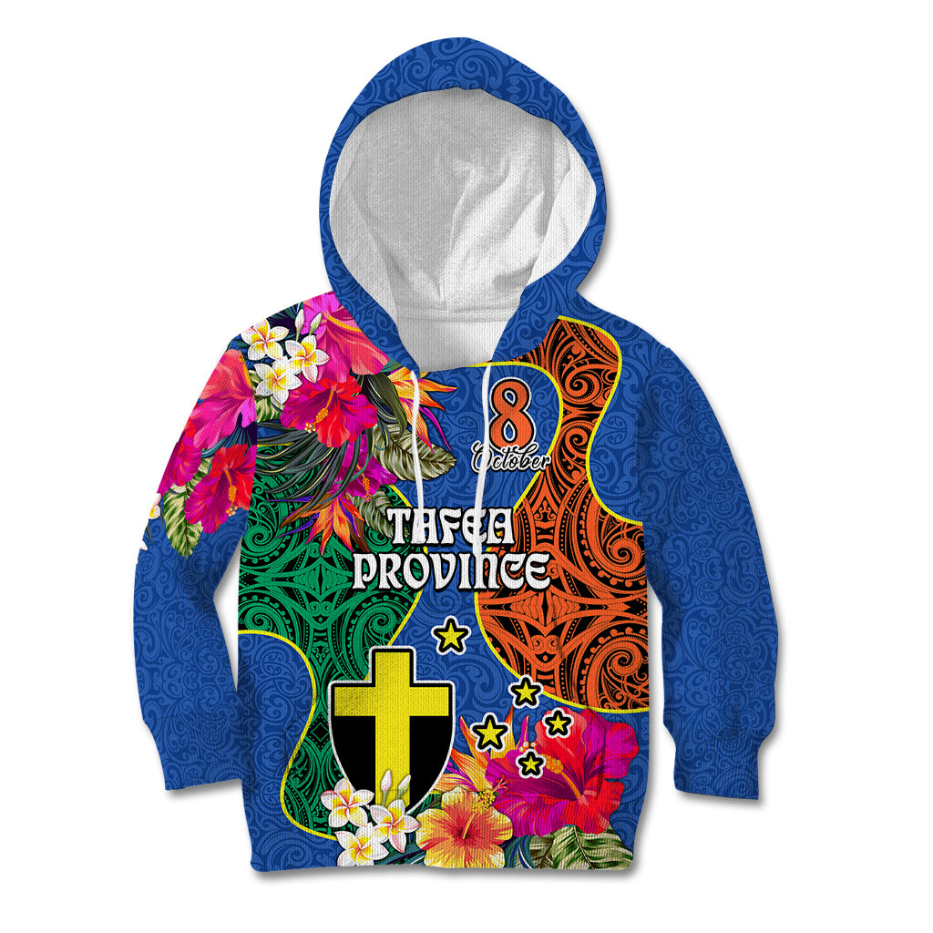 Personalised Tafea Day Kid Hoodie Proud To Be A Ni-Van Beauty Pacific Flower LT03 Hoodie Blue - Polynesian Pride