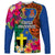 Personalised Tafea Day Long Sleeve Shirt Proud To Be A Ni-Van Beauty Pacific Flower LT03 Unisex Blue - Polynesian Pride