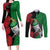 New Zealand Kereru And Pohutukawa Couples Matching Long Sleeve Bodycon Dress and Long Sleeve Button Shirt Maori Tribal Tattoo