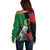 New Zealand Kereru And Pohutukawa Off Shoulder Sweater Maori Tribal Tattoo