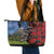 New Zealand Kea And Pohutukawa Leather Tote Bag With The Mountain Landscape