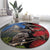 New Zealand Kea And Pohutukawa Round Carpet With The Mountain Landscape