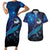 New Zealand Tui Bird Couples Matching Short Sleeve Bodycon Dress and Hawaiian Shirt The Pleiades Star Cluster and Koru Tribal Tattoo Galaxy Vibe