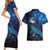 New Zealand Tui Bird Couples Matching Short Sleeve Bodycon Dress and Hawaiian Shirt The Pleiades Star Cluster and Koru Tribal Tattoo Galaxy Vibe