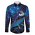 New Zealand Tui Bird Family Matching Off The Shoulder Long Sleeve Dress and Hawaiian Shirt The Pleiades Star Cluster and Koru Tribal Tattoo Galaxy Vibe