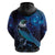 New Zealand Tui Bird Hoodie The Pleiades Star Cluster and Koru Tribal Tattoo Galaxy Vibe