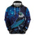 New Zealand Tui Bird Hoodie The Pleiades Star Cluster and Koru Tribal Tattoo Galaxy Vibe