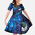 New Zealand Tui Bird Kid Short Sleeve Dress The Pleiades Star Cluster and Koru Tribal Tattoo Galaxy Vibe