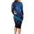 New Zealand Tui Bird Long Sleeve Bodycon Dress The Pleiades Star Cluster and Koru Tribal Tattoo Galaxy Vibe