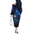 New Zealand Tui Bird Off The Shoulder Long Sleeve Dress The Pleiades Star Cluster and Koru Tribal Tattoo Galaxy Vibe