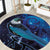 New Zealand Tui Bird Round Carpet The Pleiades Star Cluster and Koru Tribal Tattoo Galaxy Vibe