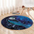 New Zealand Tui Bird Round Carpet The Pleiades Star Cluster and Koru Tribal Tattoo Galaxy Vibe