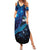 New Zealand Tui Bird Summer Maxi Dress The Pleiades Star Cluster and Koru Tribal Tattoo Galaxy Vibe