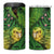 New Zealand Kākāpō 4 in 1 Can Cooler Tumbler Silver Fern with Close up of Green Fern Leaves and Maori Tattoo