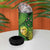 New Zealand Kākāpō 4 in 1 Can Cooler Tumbler Silver Fern with Close up of Green Fern Leaves and Maori Tattoo