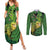 New Zealand Kākāpō Couples Matching Summer Maxi Dress and Long Sleeve Button Shirt Silver Fern with Close up of Green Fern Leaves and Maori Tattoo