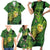 New Zealand Kākāpō Family Matching Short Sleeve Bodycon Dress and Hawaiian Shirt Silver Fern with Close up of Green Fern Leaves and Maori Tattoo