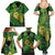 New Zealand Kākāpō Family Matching Summer Maxi Dress and Hawaiian Shirt Silver Fern with Close up of Green Fern Leaves and Maori Tattoo