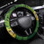 New Zealand Kākāpō Steering Wheel Cover Silver Fern with Close up of Green Fern Leaves and Maori Tattoo