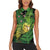 New Zealand Kākāpō Women Sleeveless Polo Shirt Silver Fern with Close up of Green Fern Leaves and Maori Tattoo